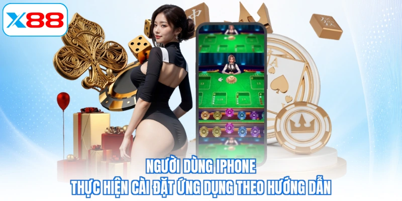 Người dùng iPhone thực hiện cài đặt ứng dụng theo hướng dẫn